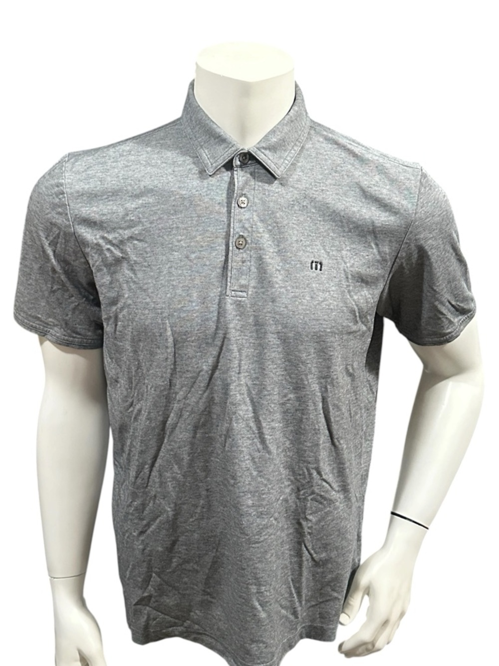 Travis Mathew Men’s Golf Polo Shirt Gray Logo Short Sleeve Slim L